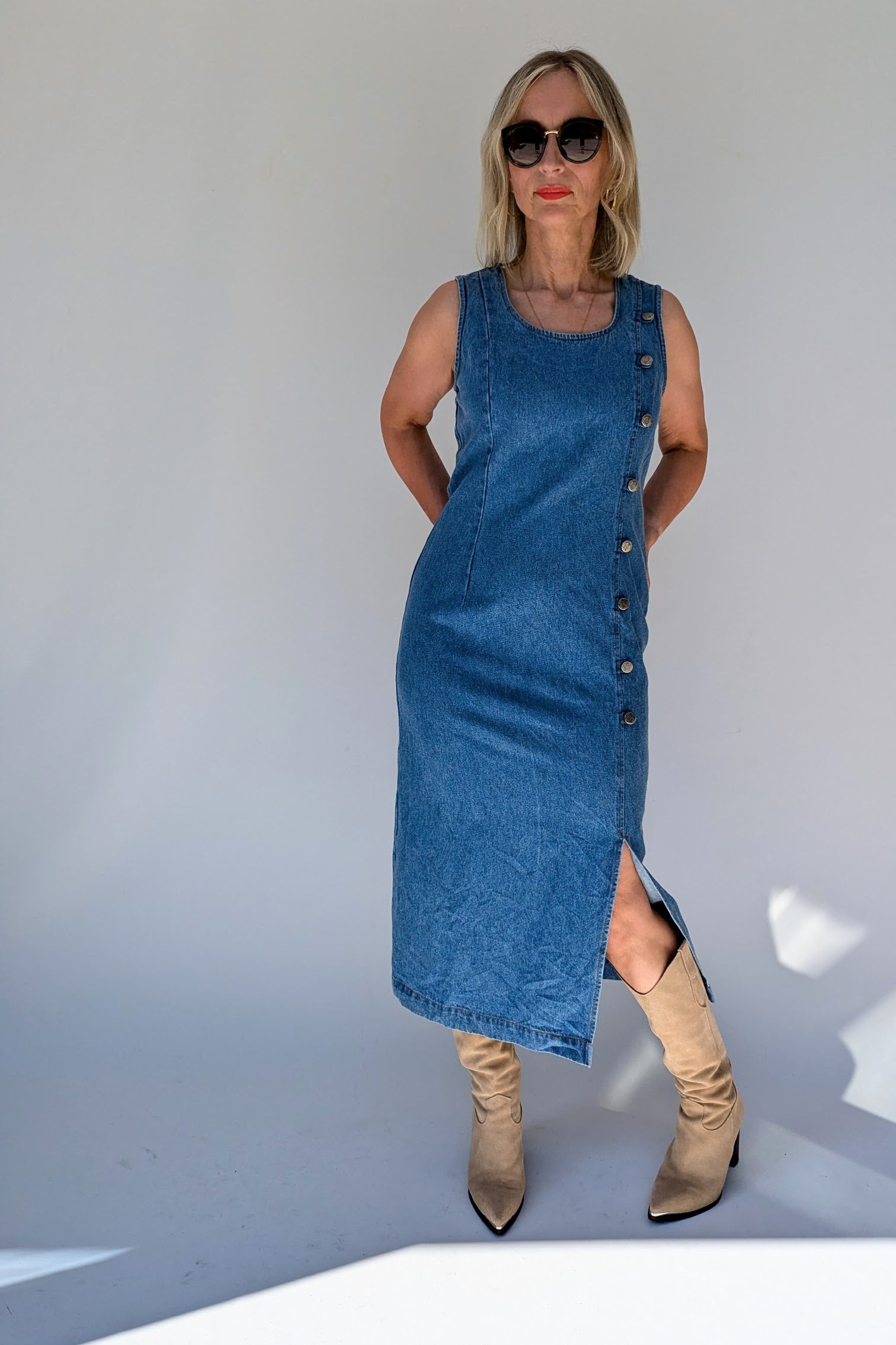 1980 s Long Fitted Denim Dress Ada s Attic Vintage