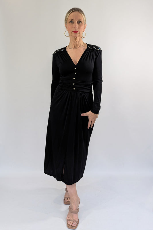 1970s black diamante party dress