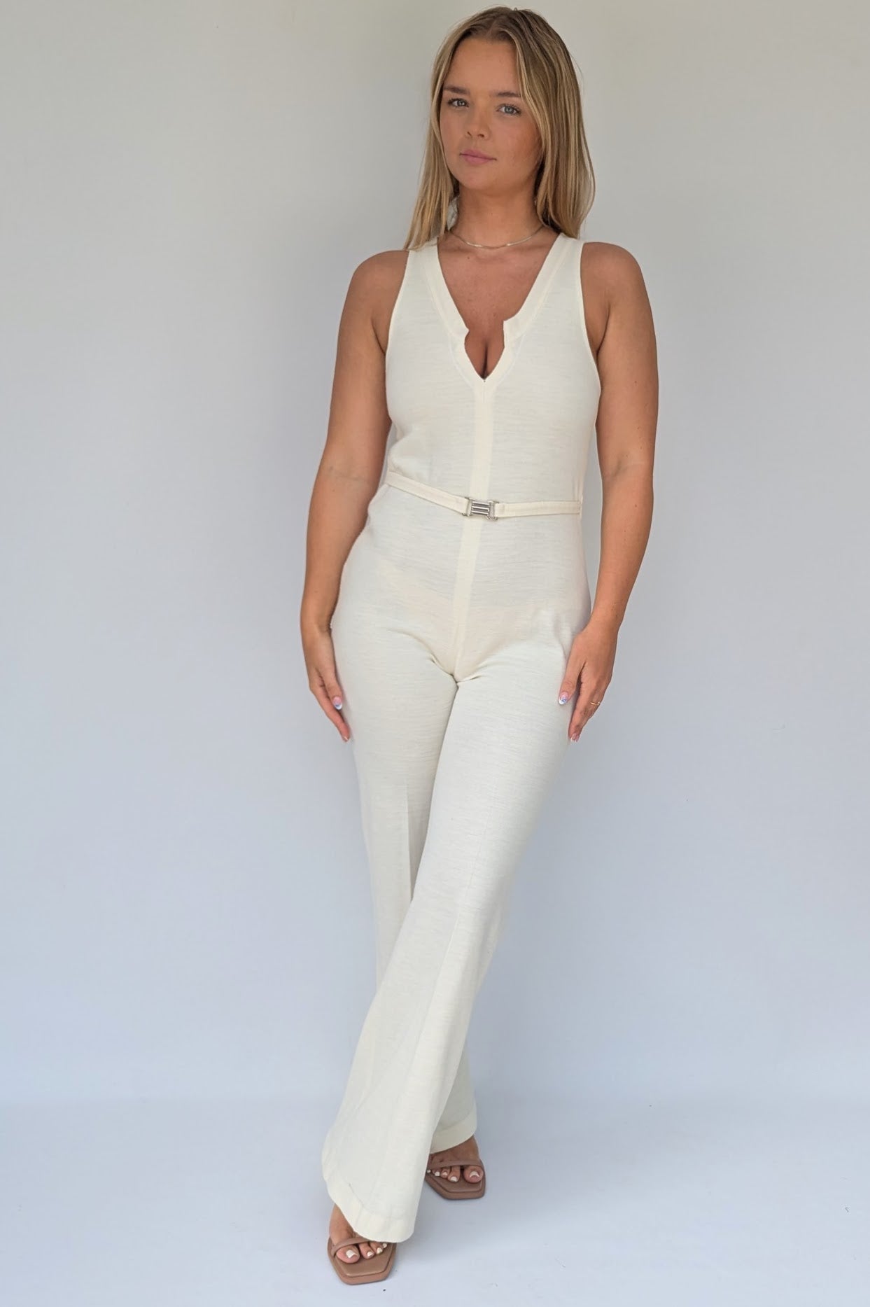 1970's Cream Jumpsuit