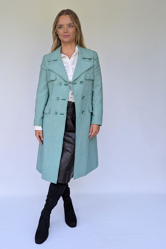 1960s Green Dogtooth Coat by Harella