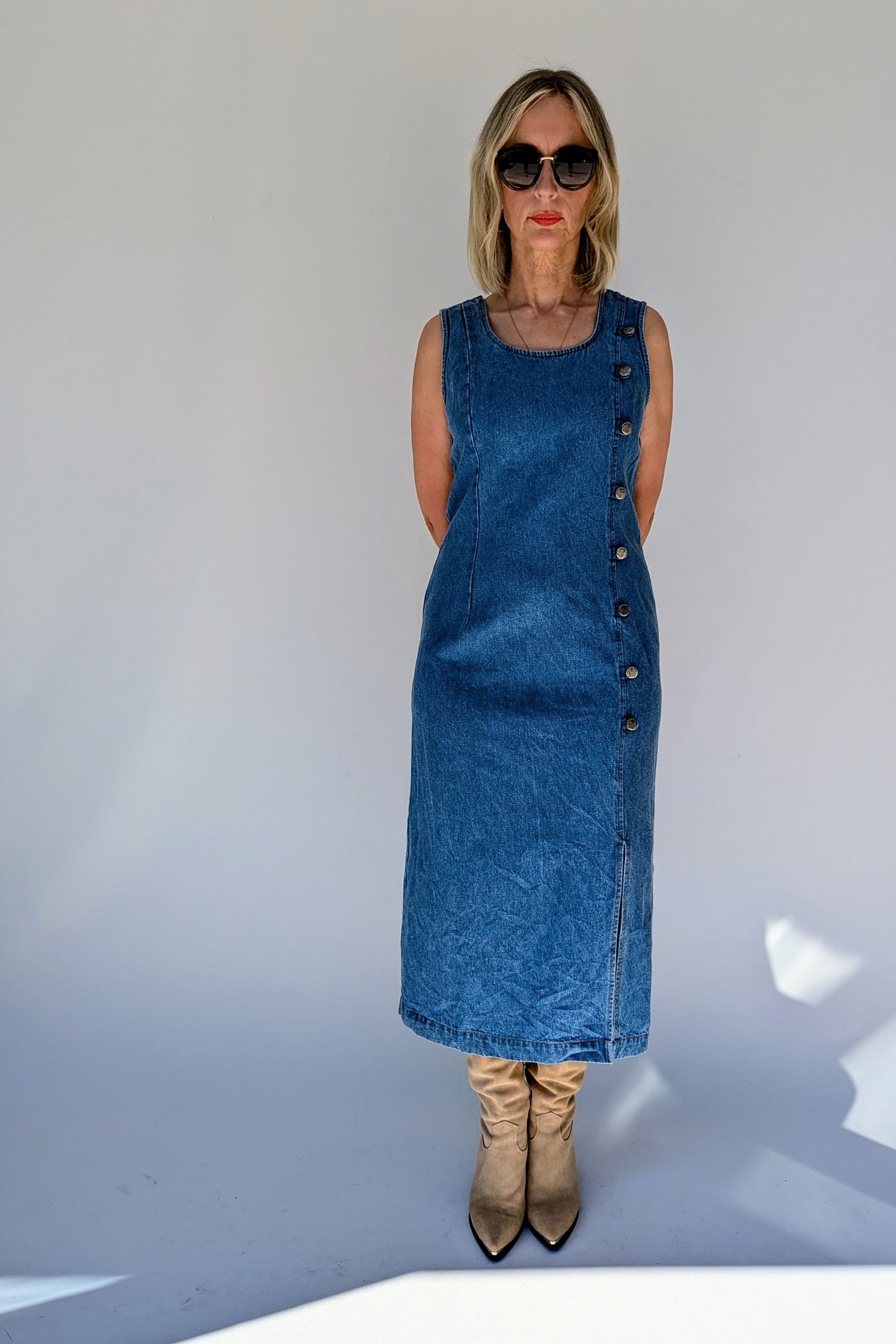 1980's Long Fitted Denim Dress