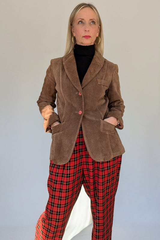 Vintage Suede Button Up Blazer