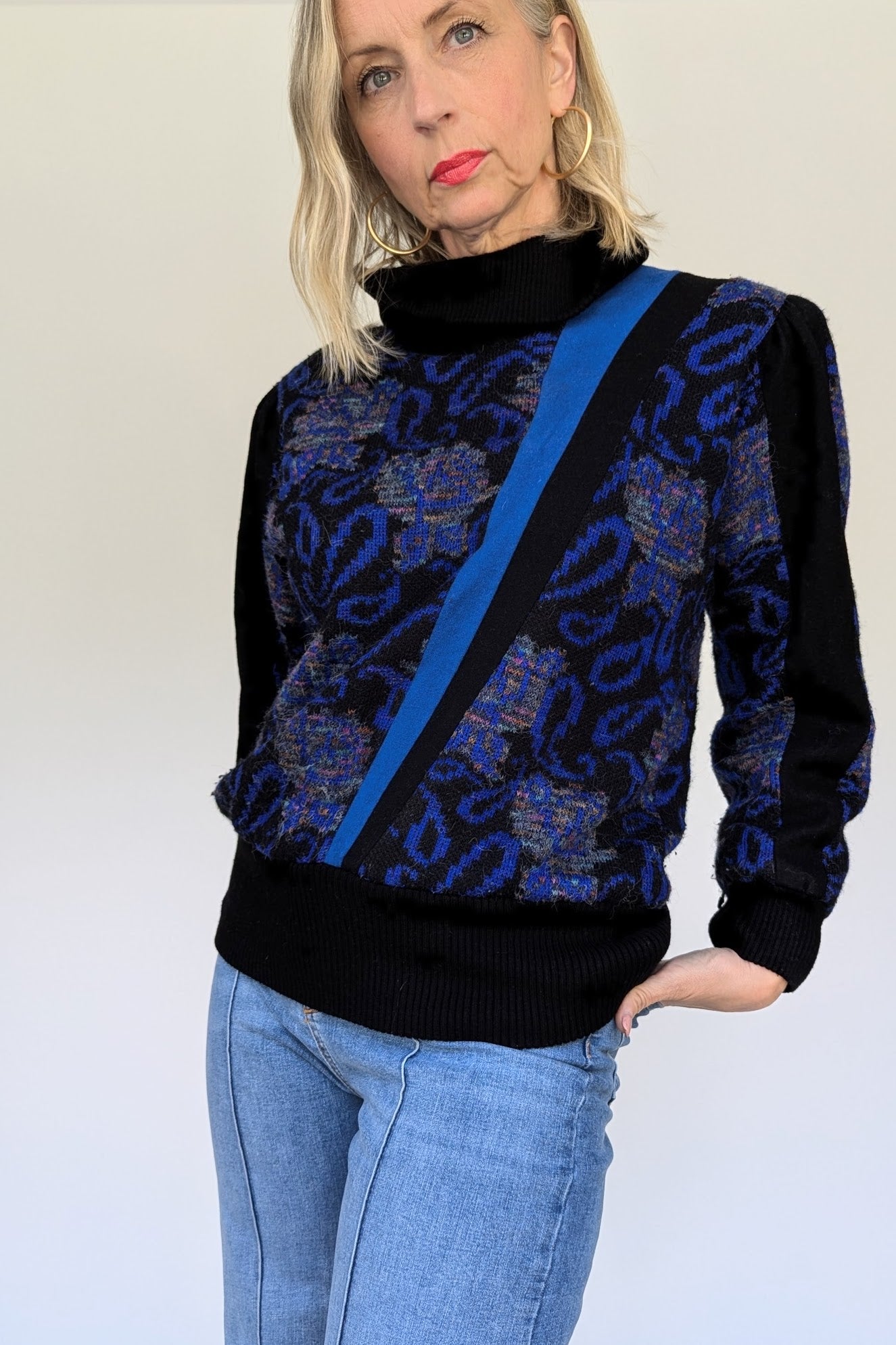 80s High Neck Statement Jumper