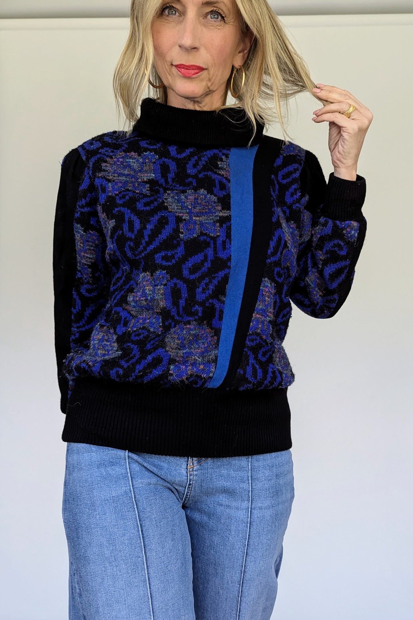 80s High Neck Statement Jumper