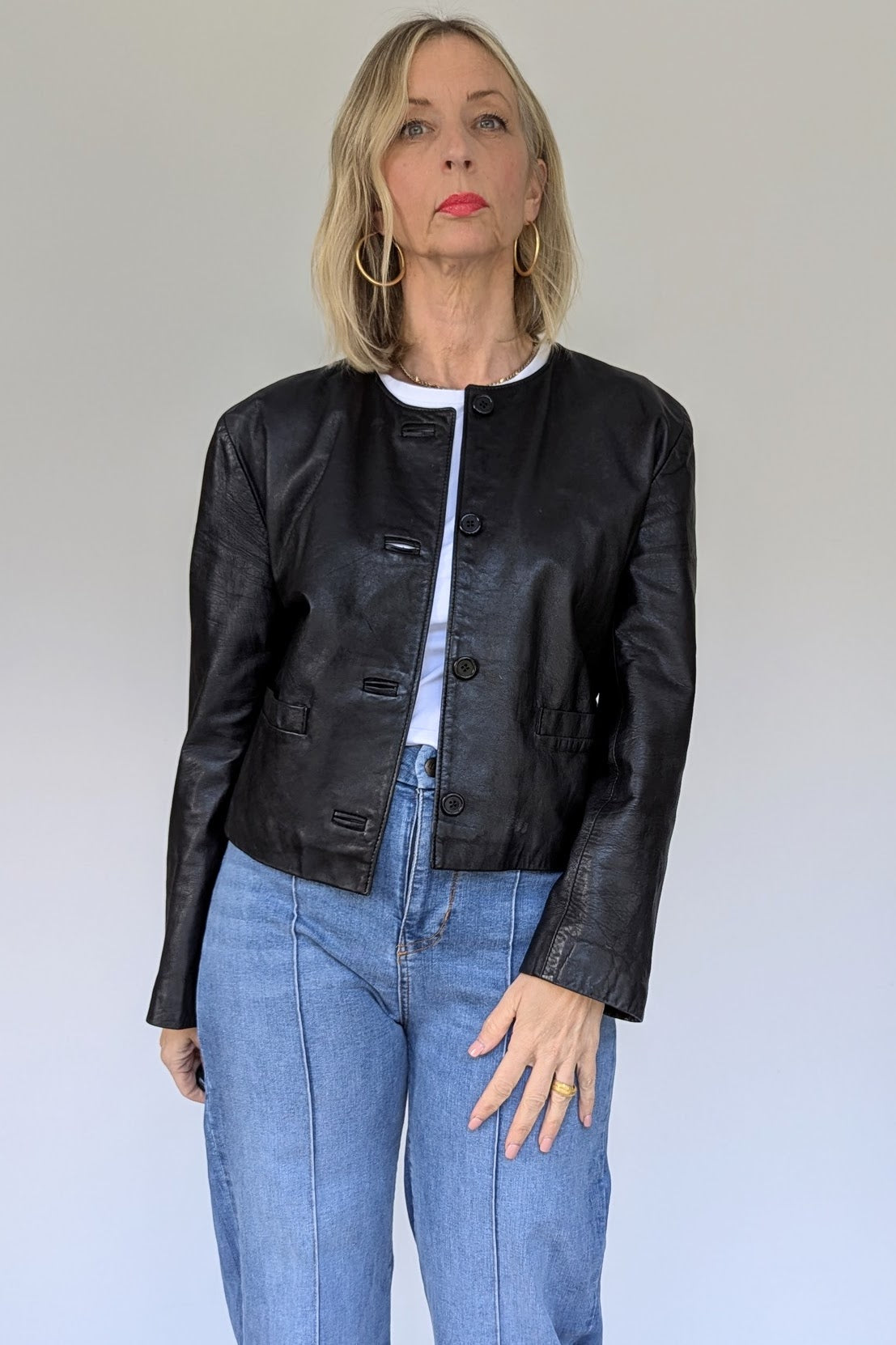 Vintage Black Short Leather Jacket