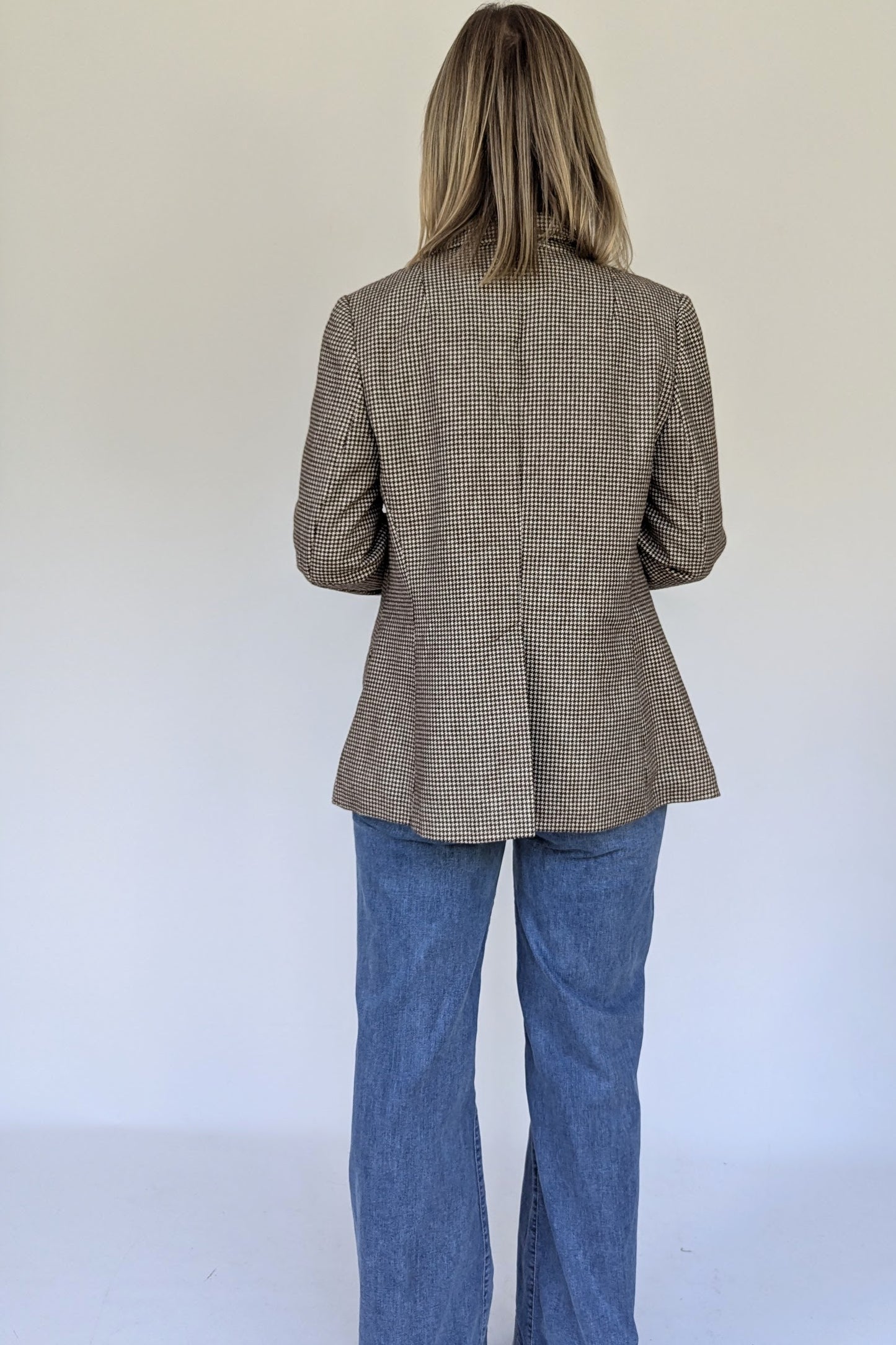 1980s Blazer in Cream and Brown Dogtooth