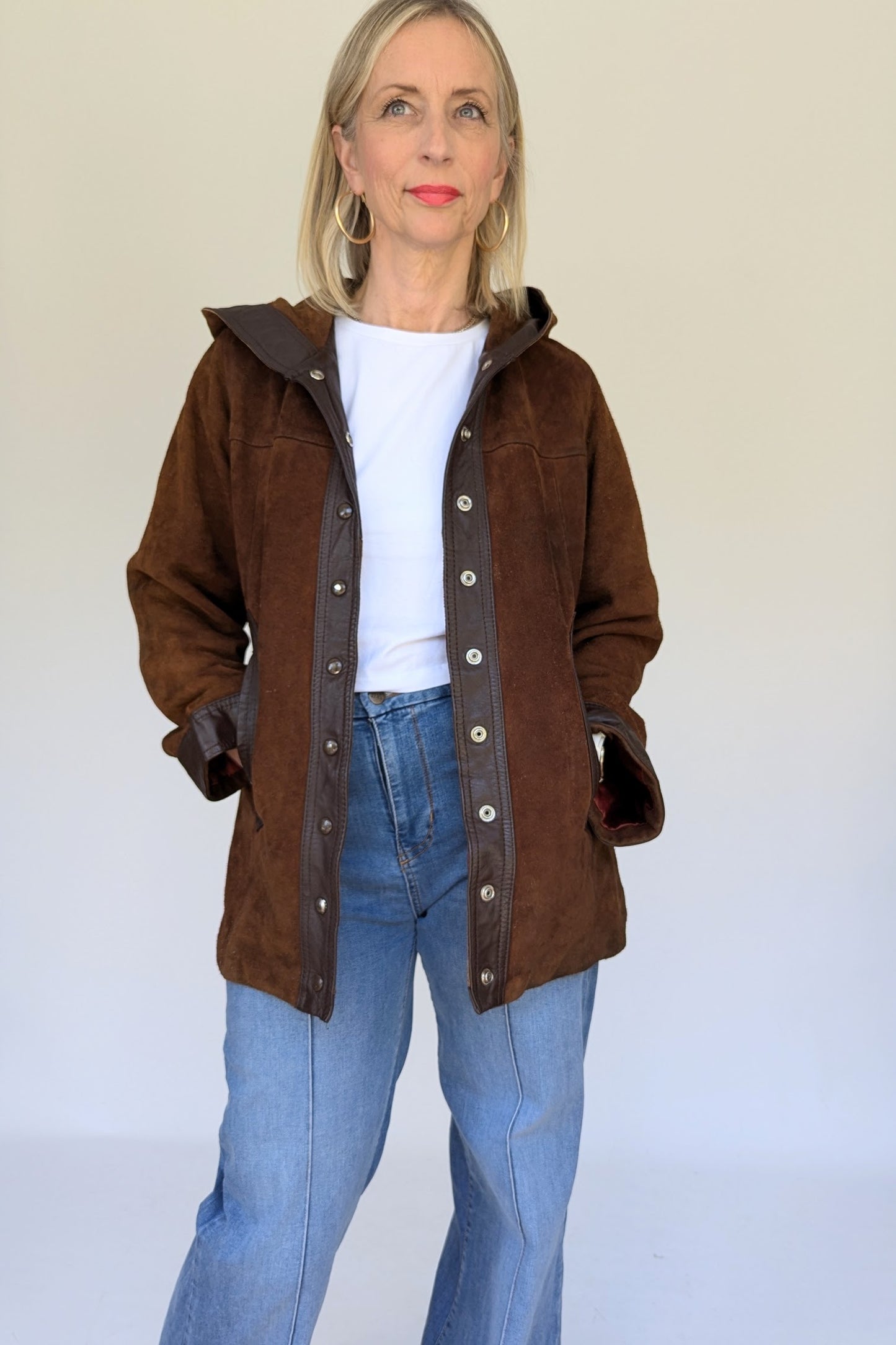 1970s Brown Suede Hooded Jacket