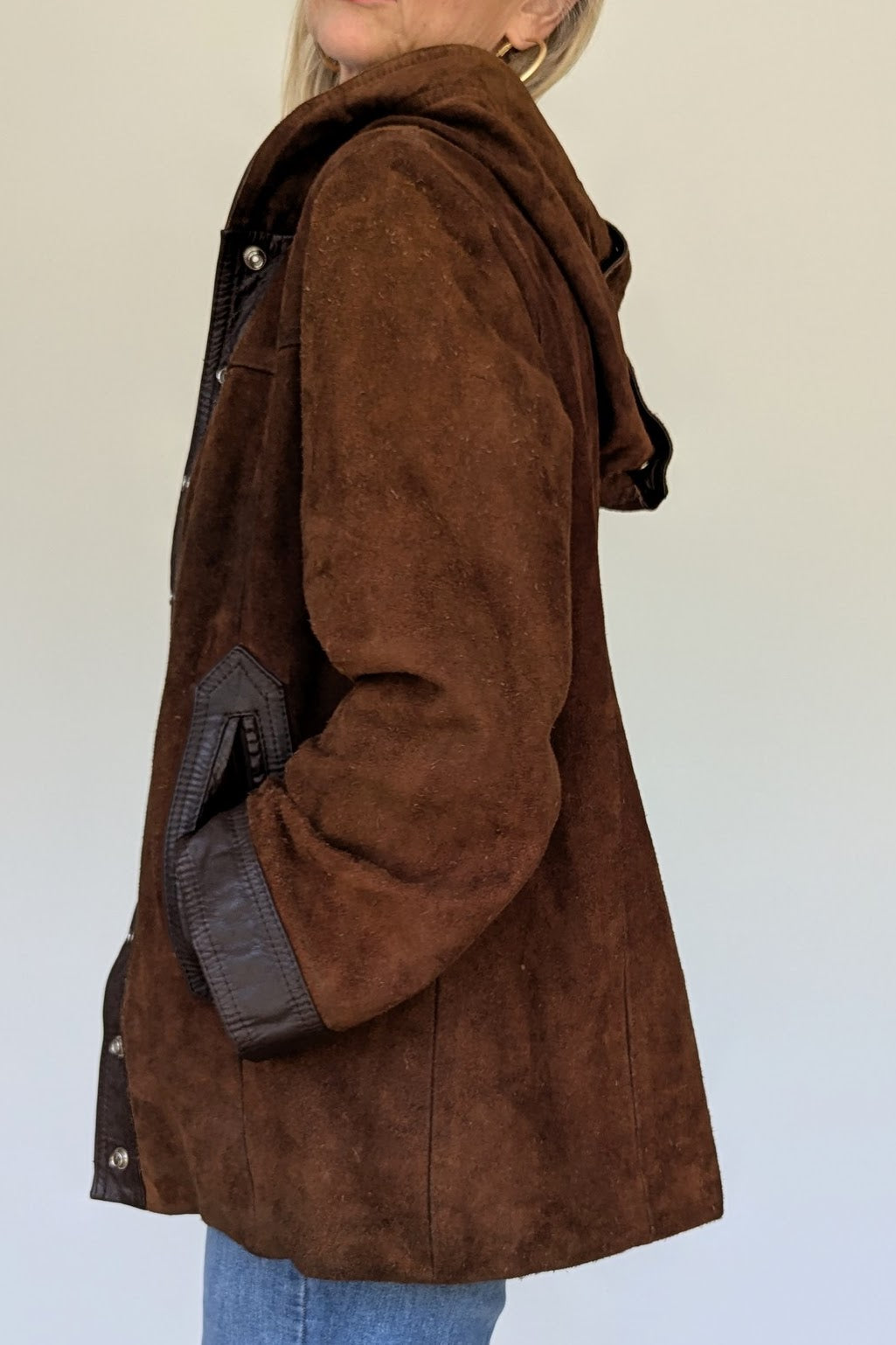 1970s Brown Suede Hooded Jacket