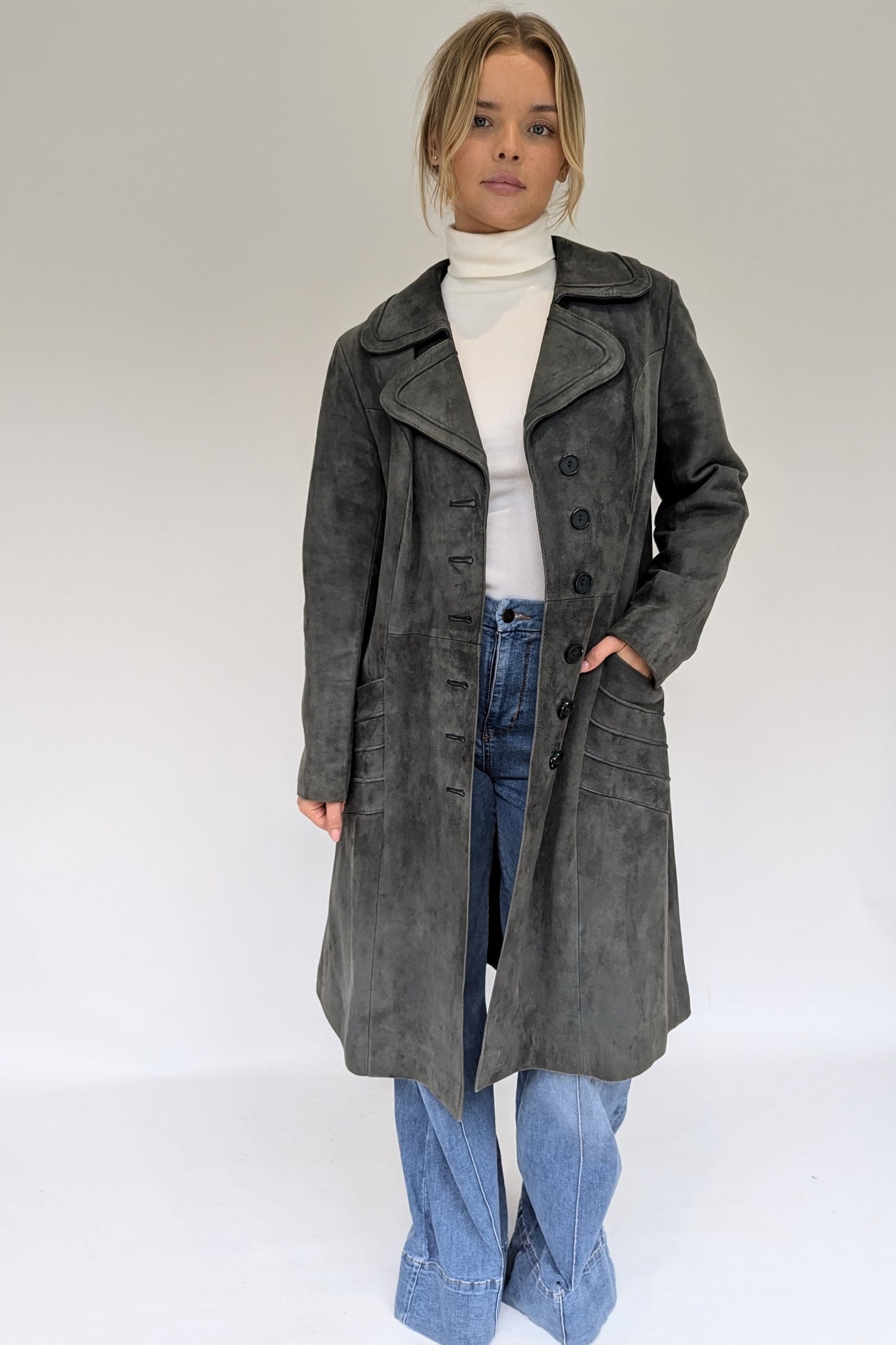 1970s Grey Suede Long Coat