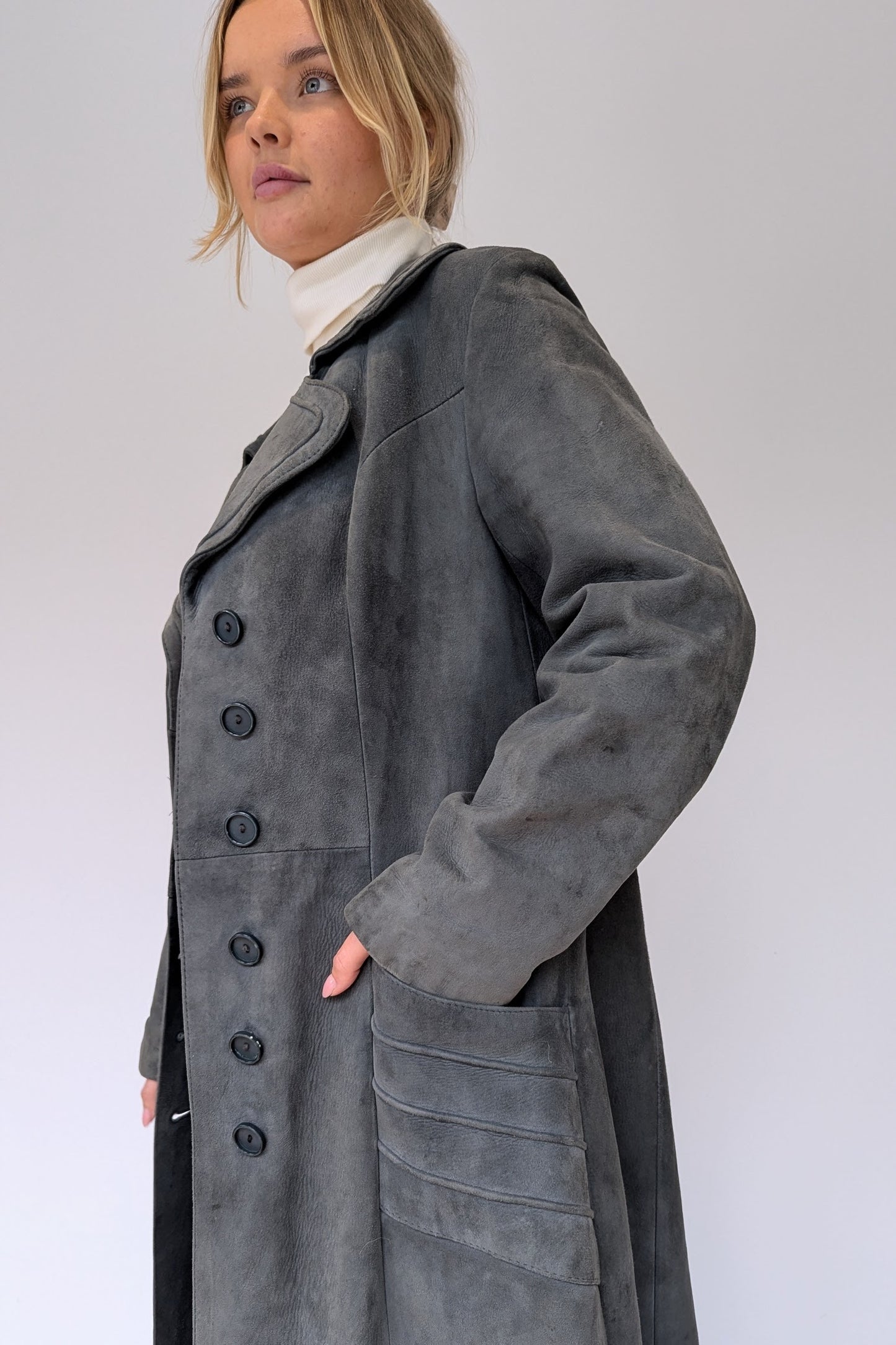 1970s Grey Suede Long Coat