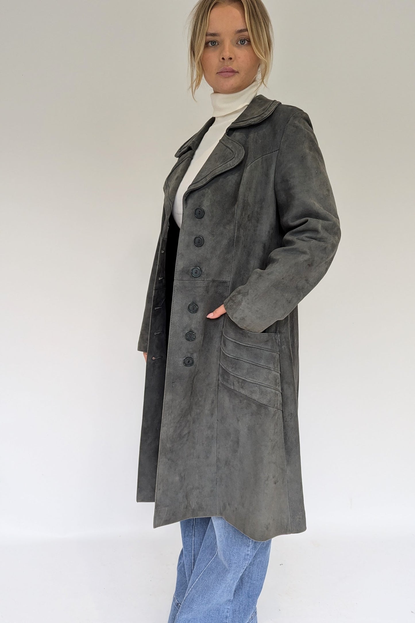 1970s Grey Suede Long Coat