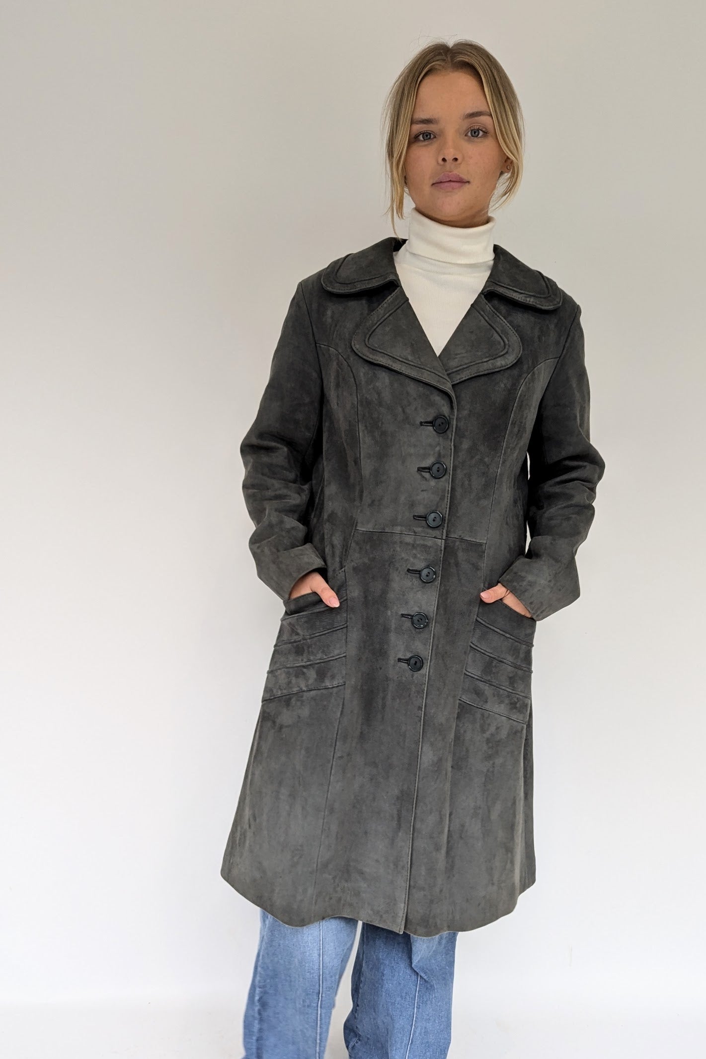 1970s Grey Suede Long Coat