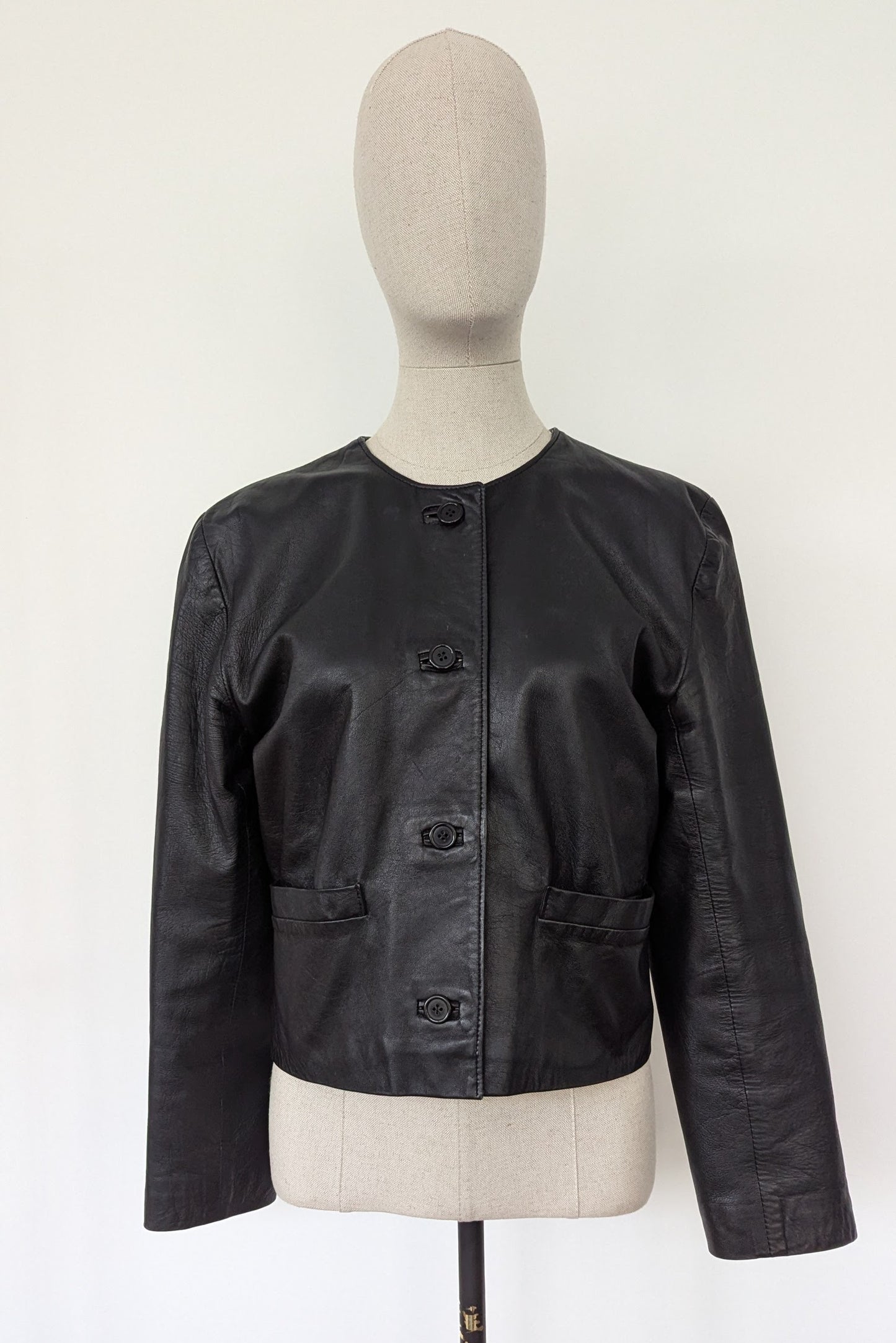 Vintage Black Short Leather Jacket