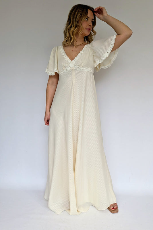 Vintage 70s John Charles Cream Dress (wedding or bridal)