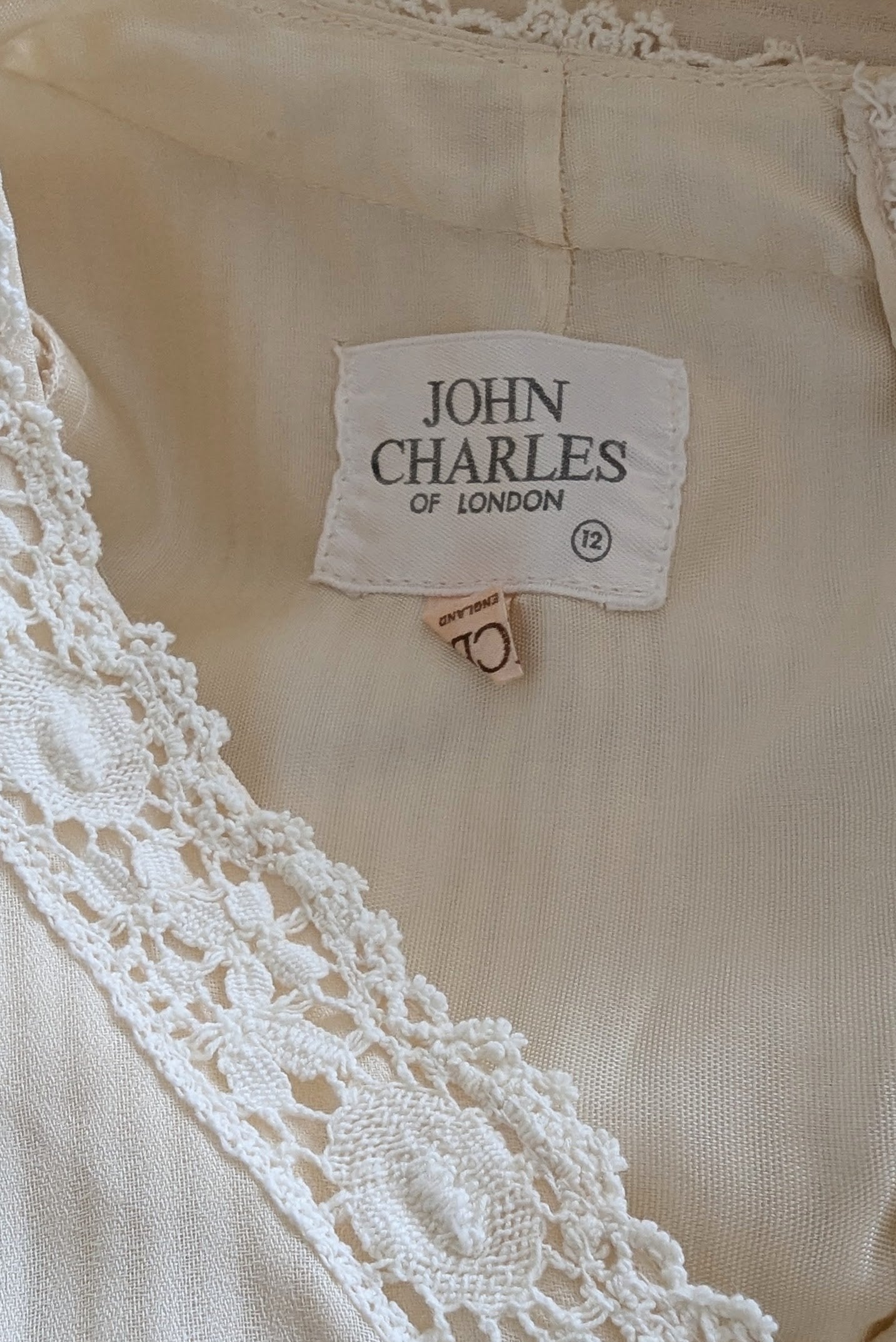 Vintage 70s John Charles Cream Dress (wedding or bridal)