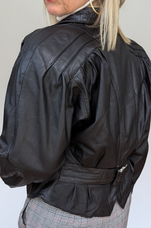 black leather 80s jacket