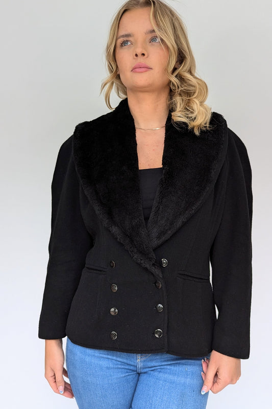 Vintage Wool Faux Fur Tailored Jacket