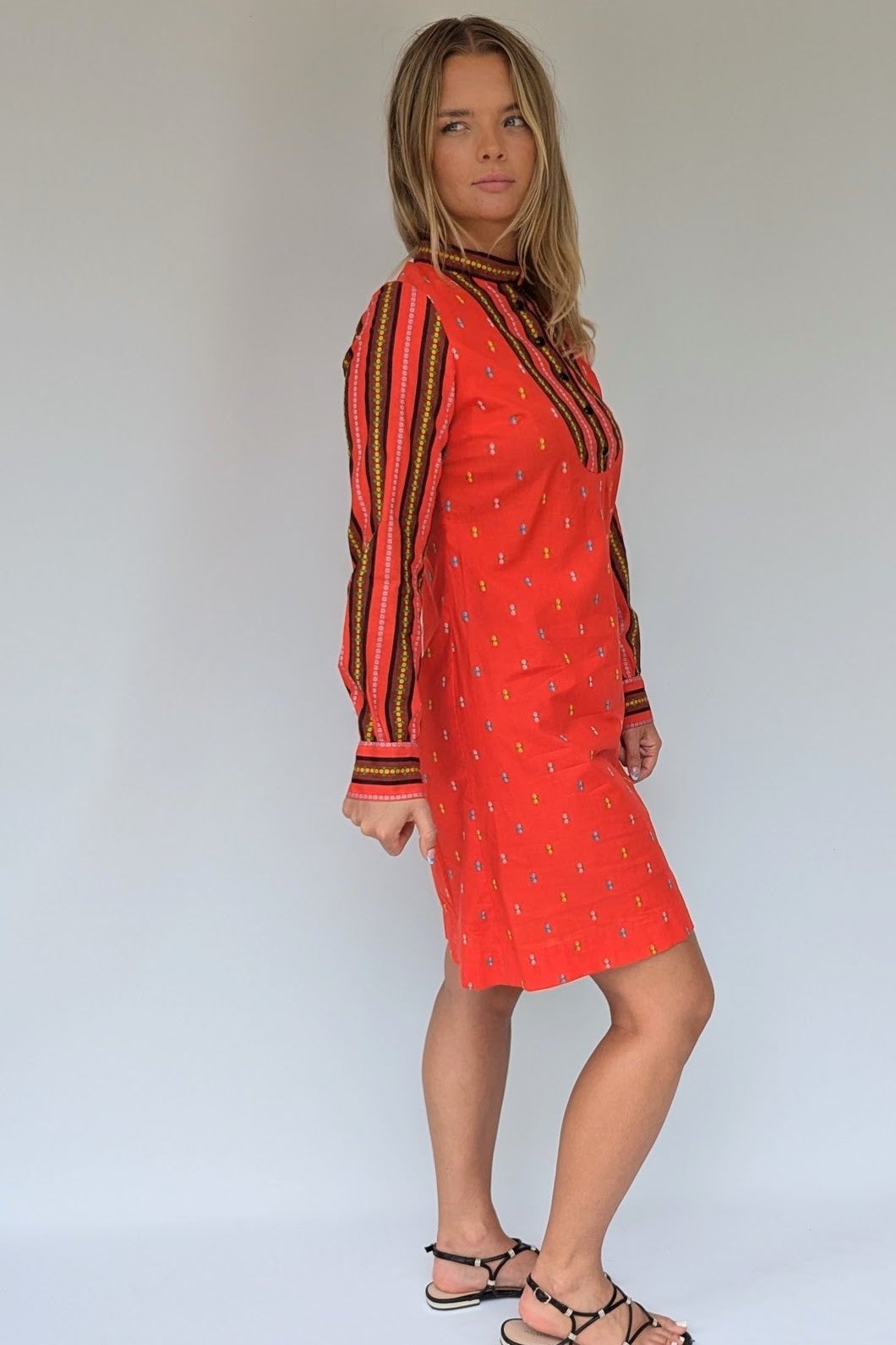 1970's Polly Peck by Sybil Zelker Embriodered Dress