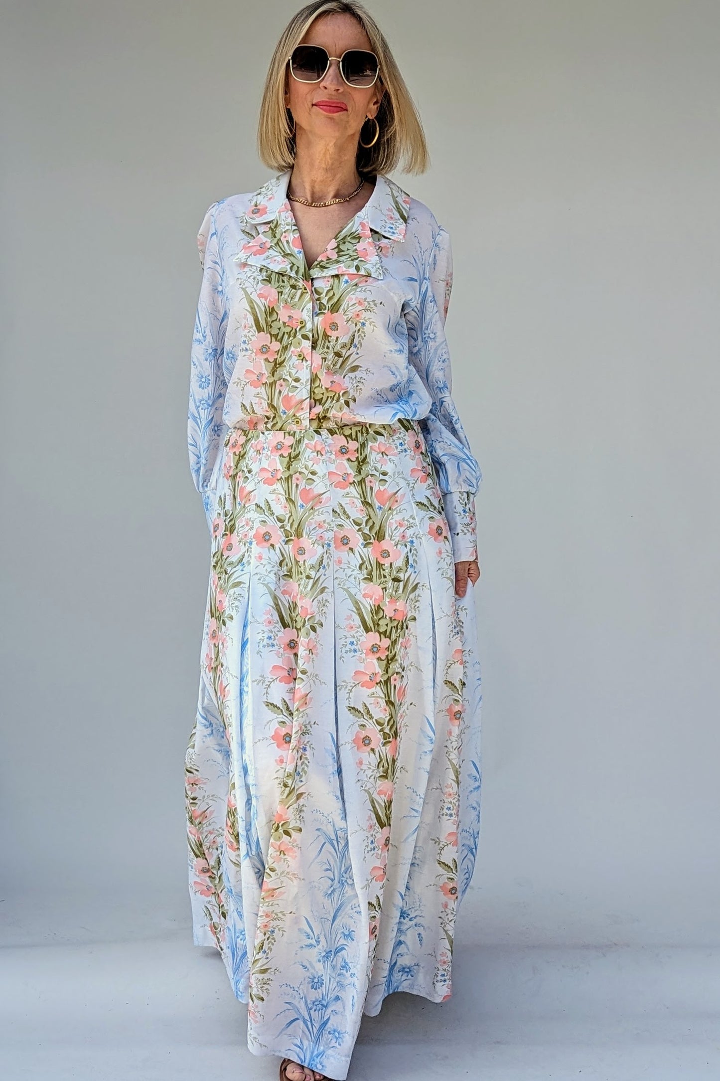 Vintage Floral Summer Maxi Skirt Co-Ord Set