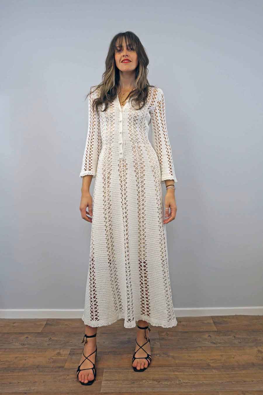 Vintage 70s Boho Crochet Wedding Dress – Ada's Attic Vintage